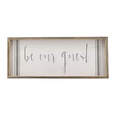 Be Our Guest Wood Framed Wall Sign, Farmhouse Rustic Hanging Decor