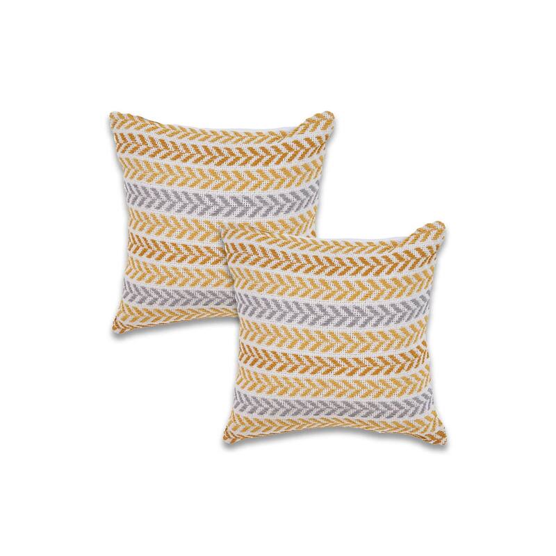 Sevita Beachside Chevron Natural Cotton Square 18"x18" Throw Pillow, Set of 2 or 4