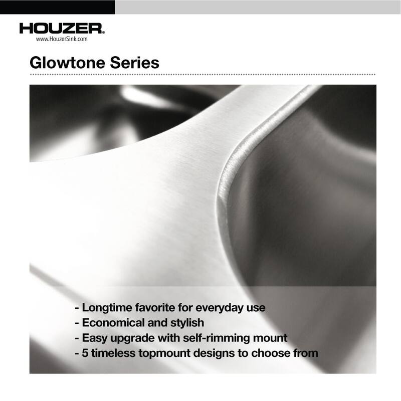 Houzer 2522-8BS4-C Glowtone 25" Drop In Single Basin Stainless Steel