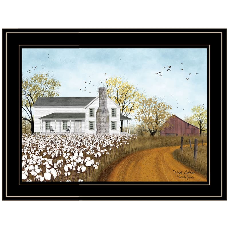TrendyDecor4U Farmhouse "High Cotton" Framed Print Wall Art by Billy Jacobs - Earthtone