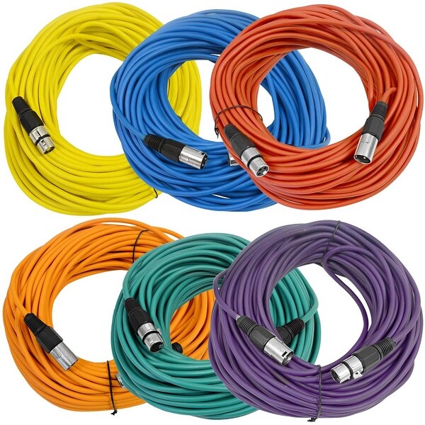 SEISMIC AUDIO (6 PACK) Color 100' XLR Microphone Cables