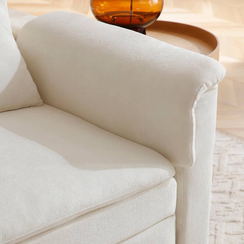 3 in 1 Convertible Sofa Bed with USB Port, Velvet 2 Seater Pull Out Sofa Bed, Loveseat Sofa with Adjustable Back & Side Pockets