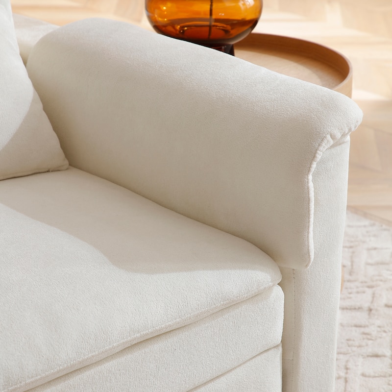 55" Velvet 2-Seater Sleeper Sofa with USB Ports & Storage Pockets