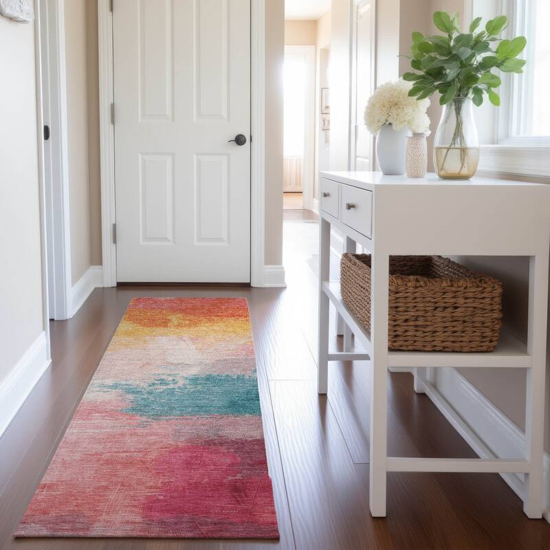 Premium Washable Super Soft Abstract Ombre Mayfield Rug - Pink - 2'3" x 7'6"