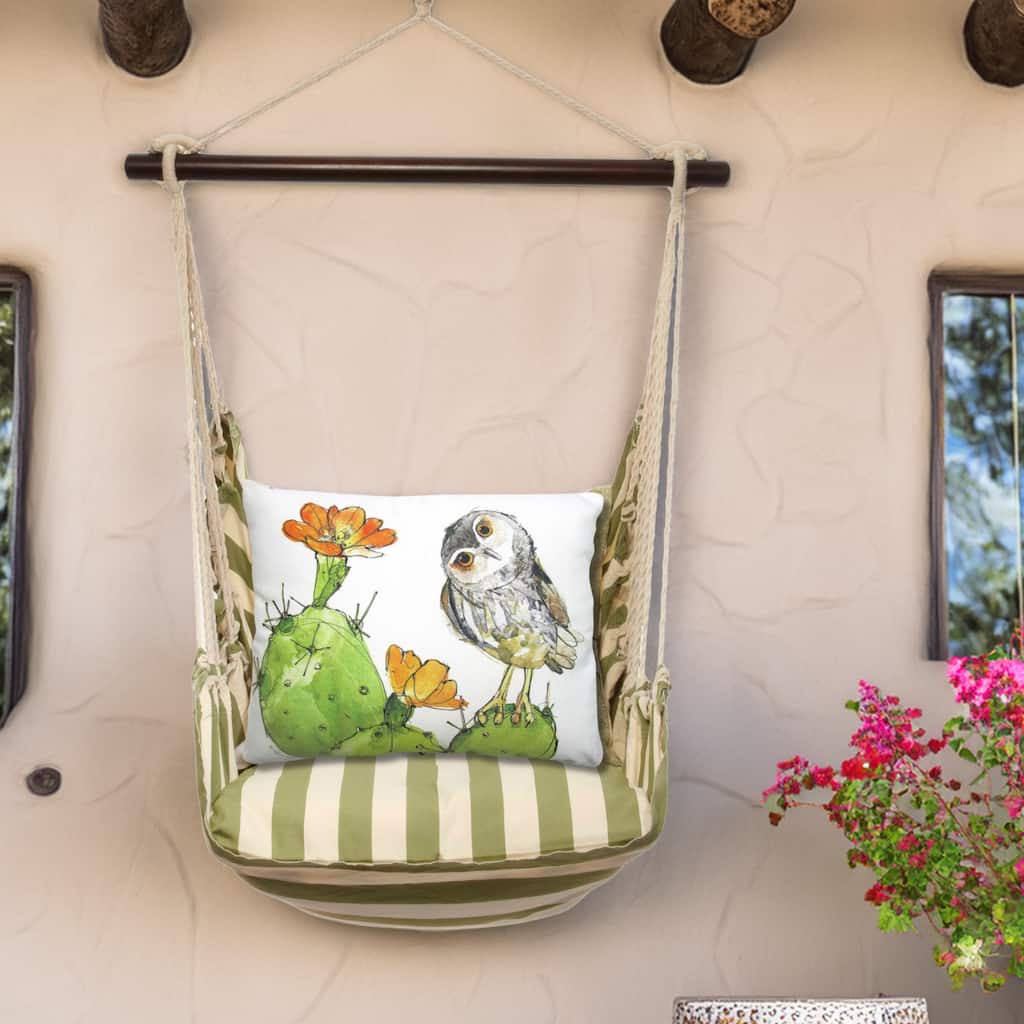 Magnolia Casual Swing Set 4 piece - Summer Palms Stripe w/ Owl on Prickly Cactus