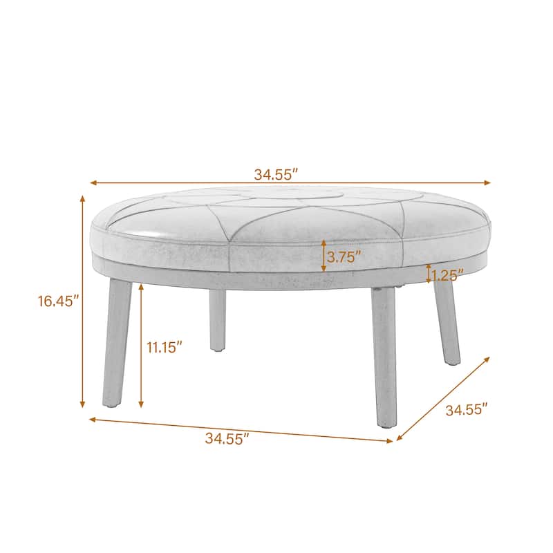 Oversized Full-Grain Genuine Italian Leather Ottoman