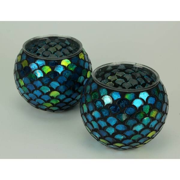 Shop Blue Mosaic Glass Art Mermaid Scales Decorative Bowl 6 Inch