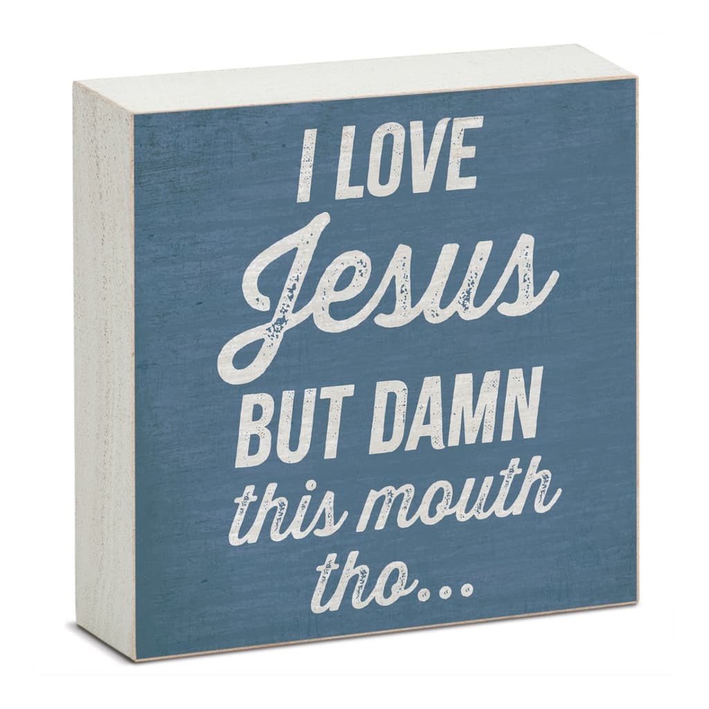 Jesus Artistic Freestanding Solid Wood Block Sign Made in the USA 3.75” Square Decorative Accent for Home or Office - Multi