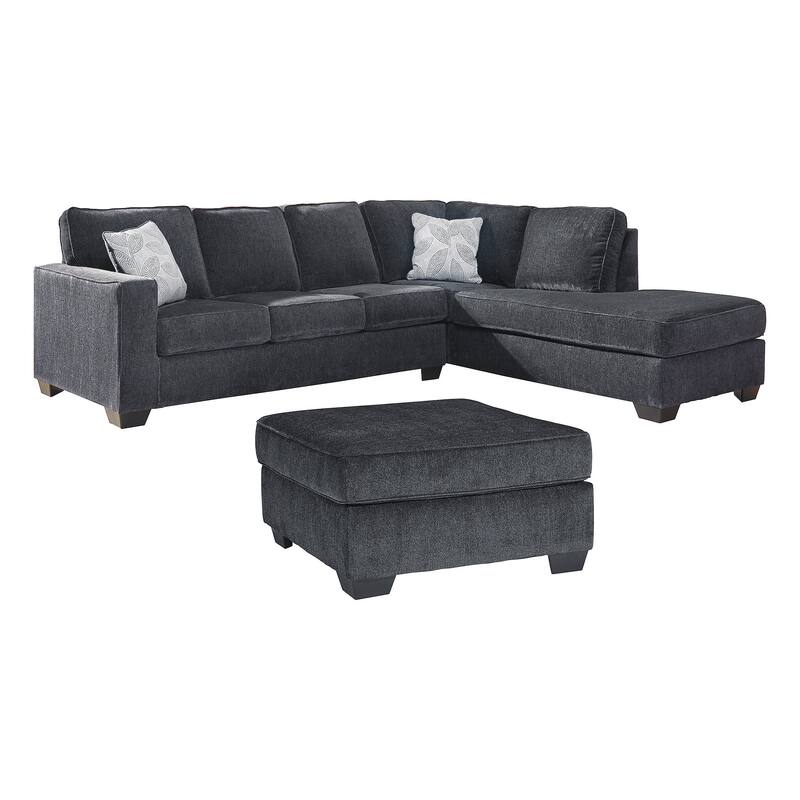 Signature Design by Ashley Altari Gray 2-Piece Sleeper Sectional with Ottoman - 110" W x 90" D x 37" H