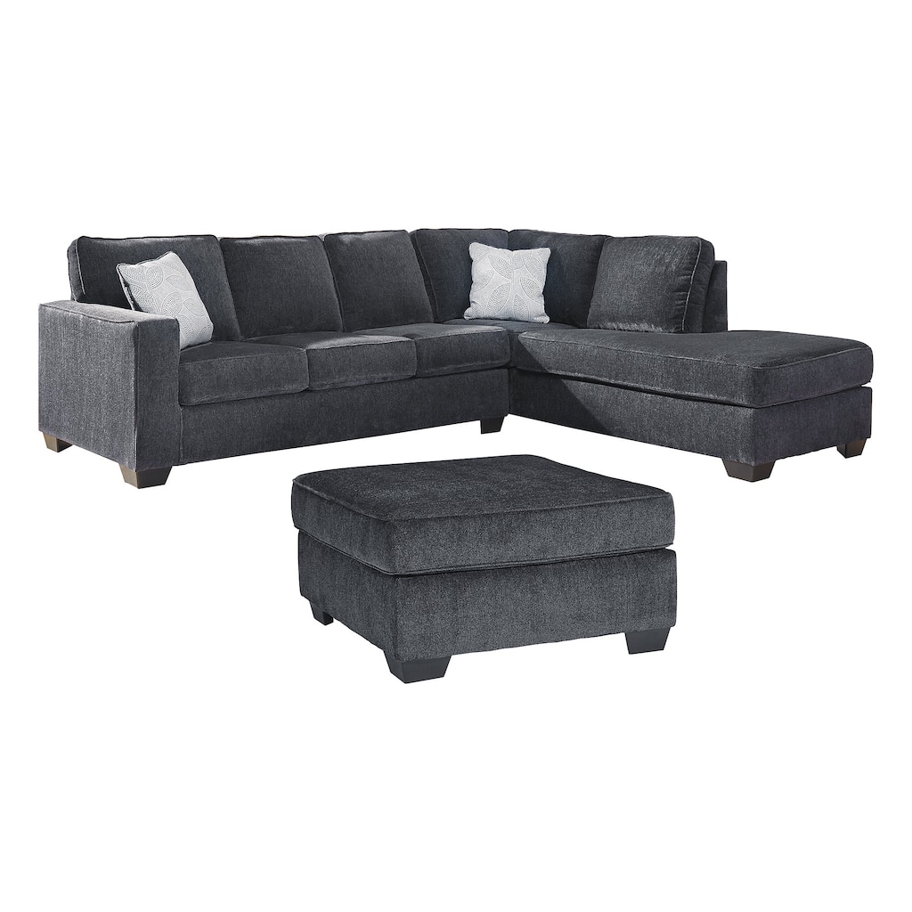 Signature Design by Ashley Altari Gray 2-Piece Sleeper Sectional with Ottoman - 110" W x 90" D x 37" H