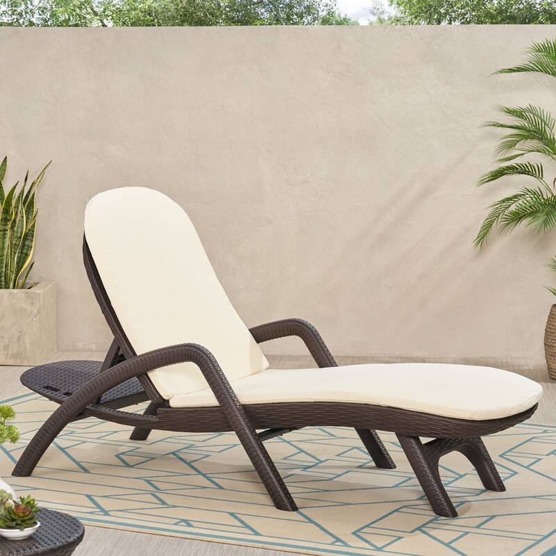 Roomfitters Mikael Outdoor Chaise Lounge Cushion with Water Resistant Fabric, Patio Pad - Beige