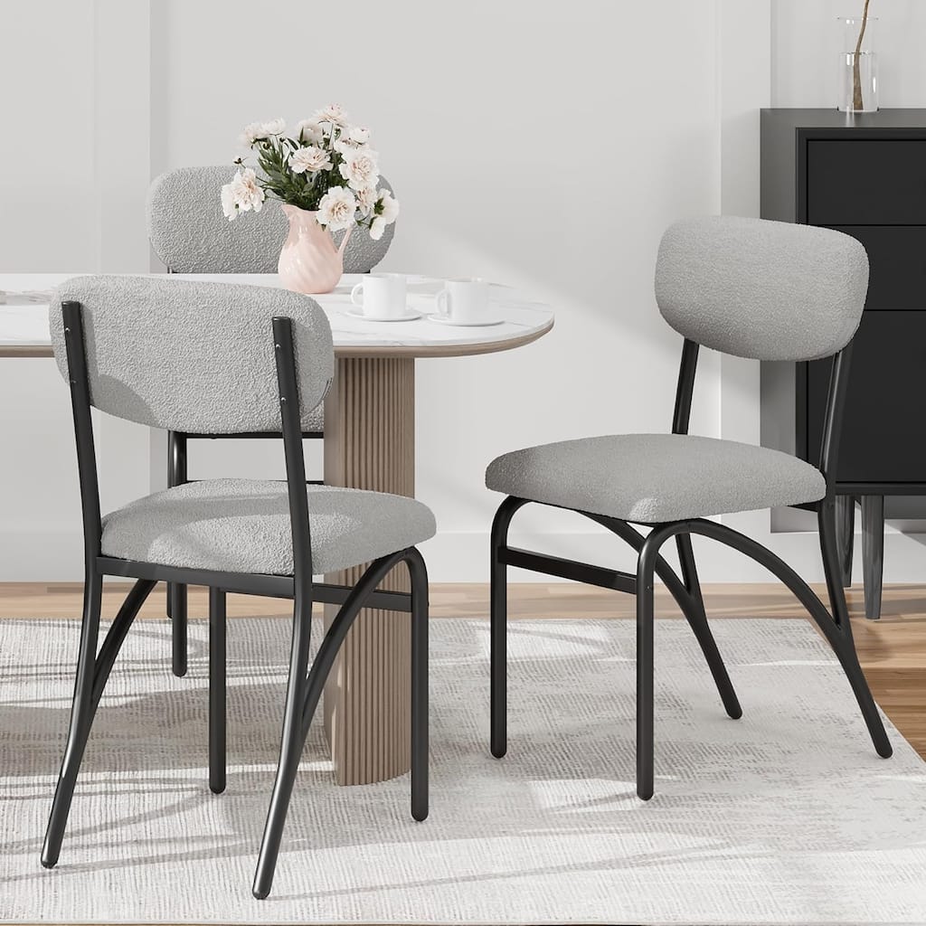 Mid Century Dining Chairs with Metal Legs, Backrest for Kitchen