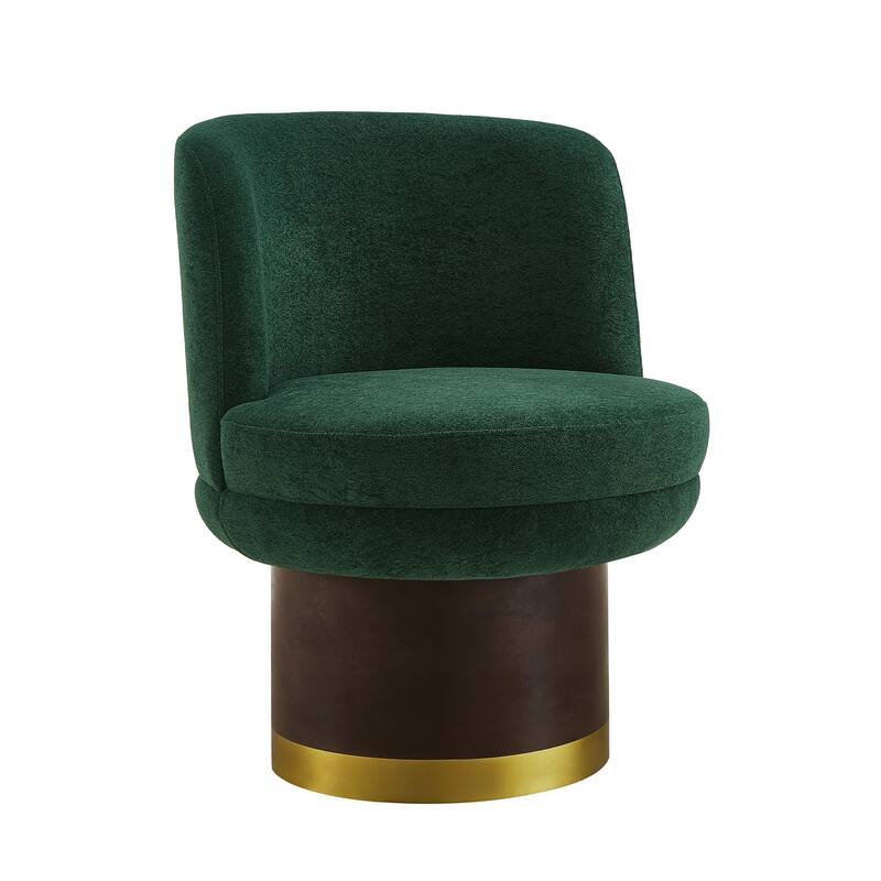 Roomfitters Round Chenille Swivel Accent Chair with Curved Back, Modern Barrel Chair