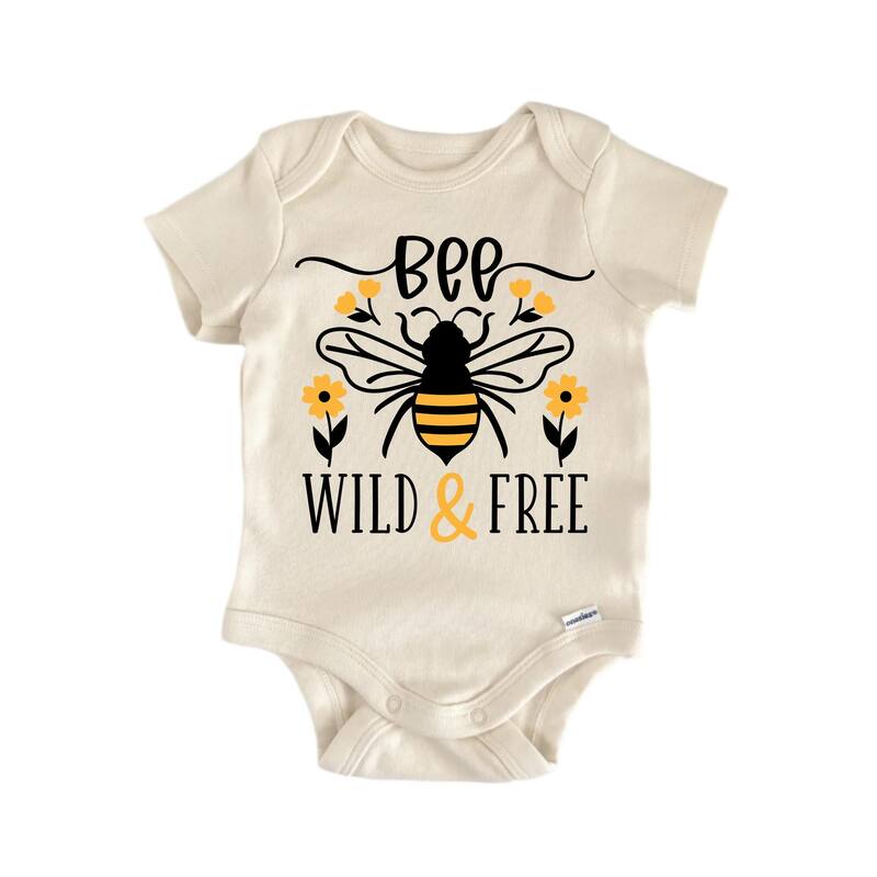 Bee Wild & Free Adventure - Baby Boy Girl Clothes Infant Bodysuit Funny Cute - White - 0-3M