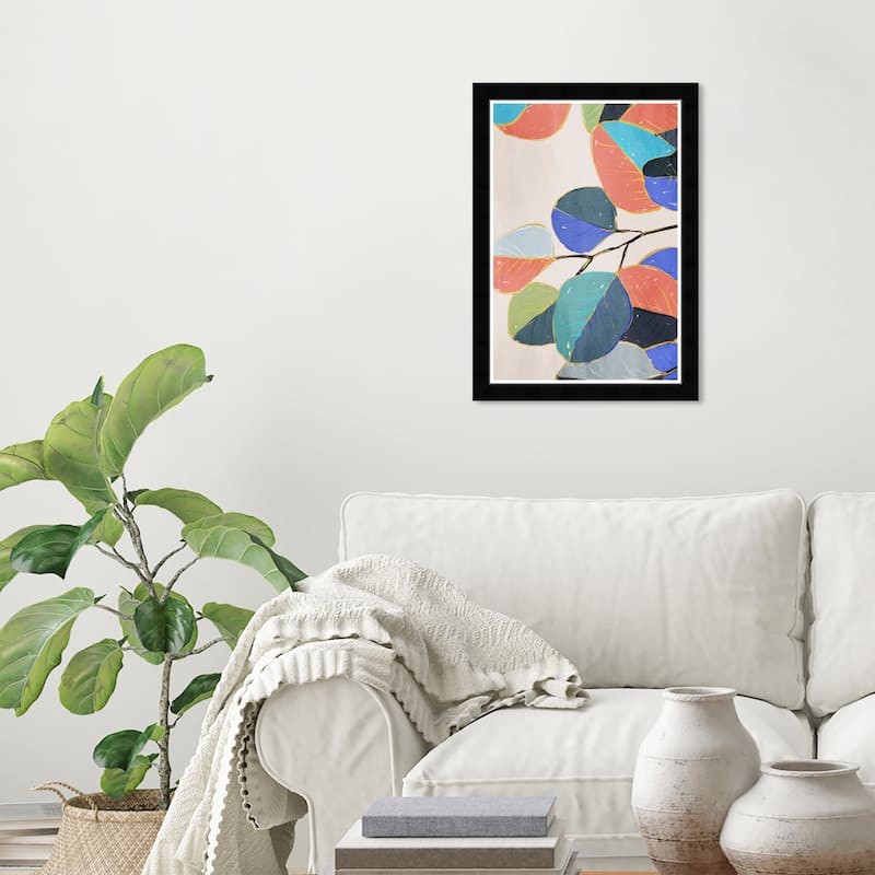 Wynwood Studio Prints Floral and Botanical Colorful Leaf Party Blue and Tropical Wall Art Canvas Print - Black
