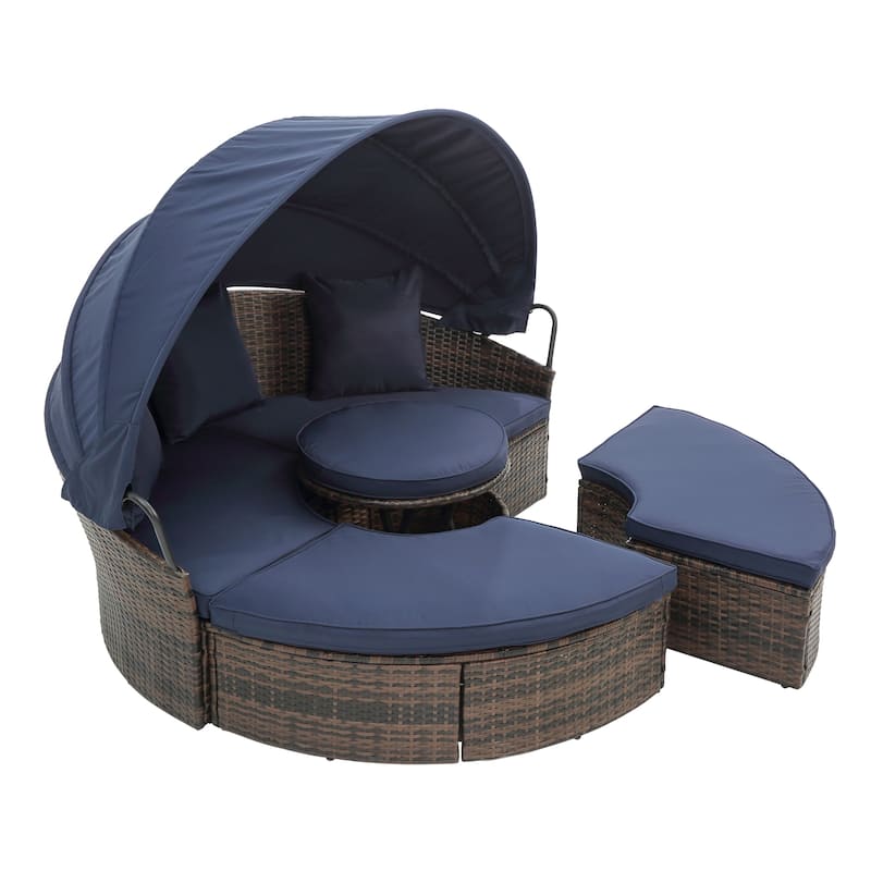 Outdoor Daybed with Adjustable Canopy & Convertible Design