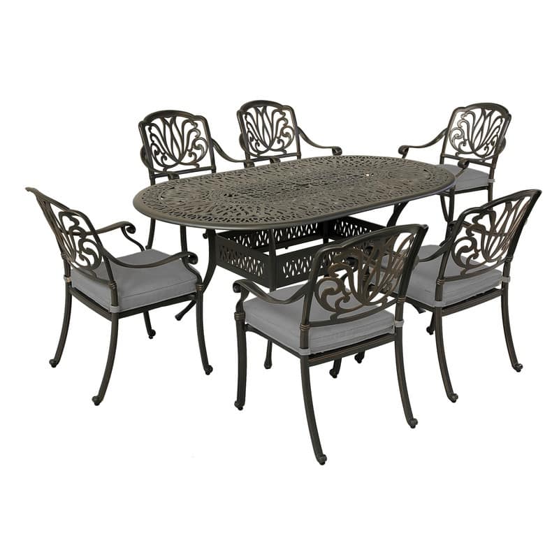 Manasquan 7-piece Gunmetal Aluminum Oval Dining Set by Havenside Home
