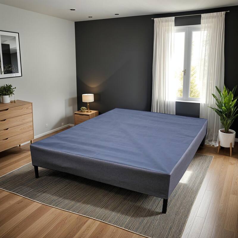 California King Size Upholstered Heavy-Duty Platform Bed with Box Spring, 1,000 lb Capacity and No-Assembly Design