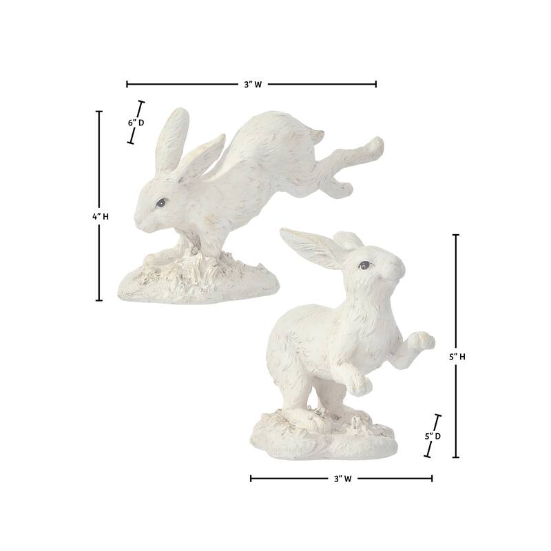 5" Resin Hopping Bunny Set of 2