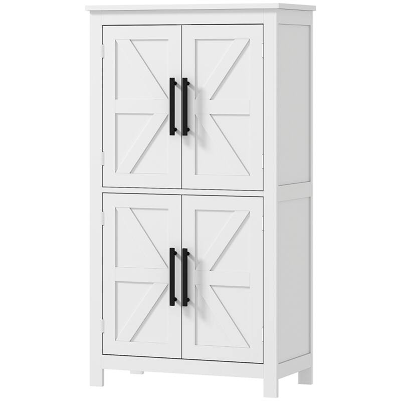 MDF Bathroom Cabinet with Four-Tier Shelves and Adjustable Storage and Protective Foot Pads - 23.6" L x 11.8" W x 43.3" H - White