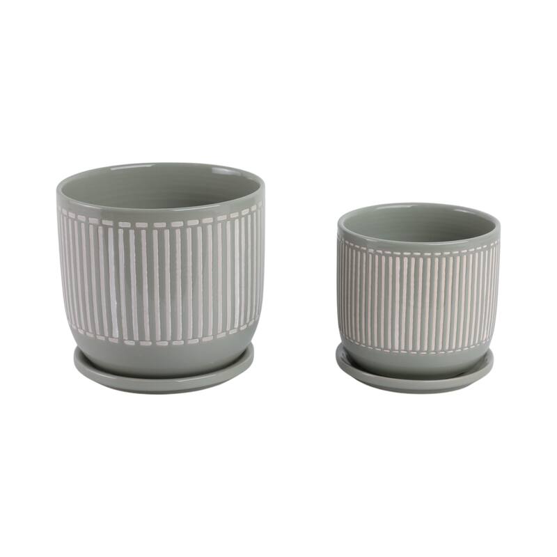 Ceramic Circular Saucer Planters Set of 2 - 6/8 in.