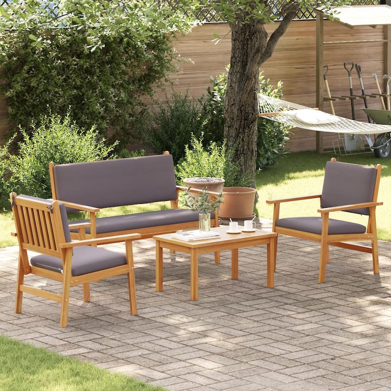 vidaXL 3/4/5/6 Piece Garden Sofa/Dining/Bistro Set with Cushions Solid Wood Acacia