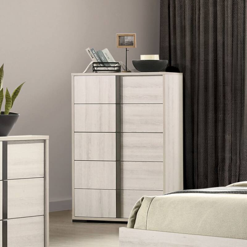 Furniture of America Eltering Contemporary Washed White 5-Drawer Chest - Washed White