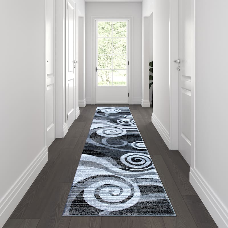 Modern Swirl Design Olefin Area Rug