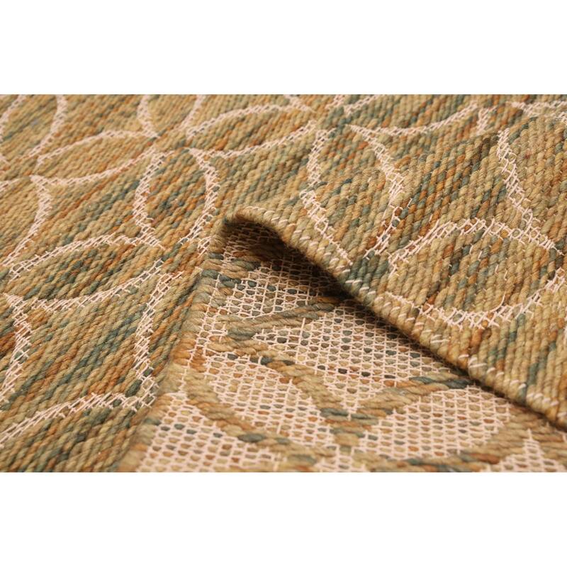 ECARPETGALLERY Braid weave Sienna Olive Wool Rug - 5'0 x 7'7