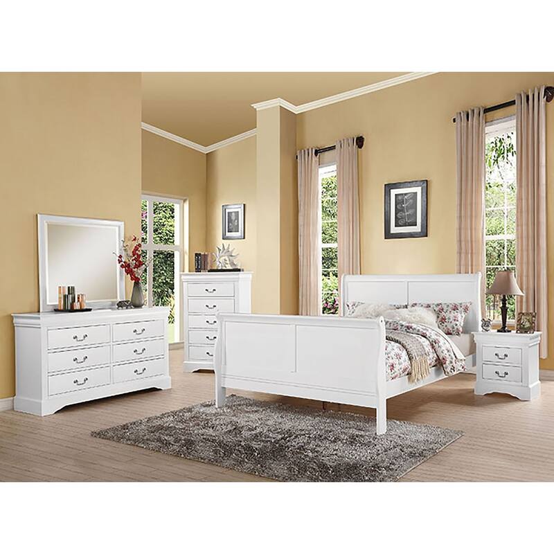 White 2-Drawer Nightstand with Metal Handles