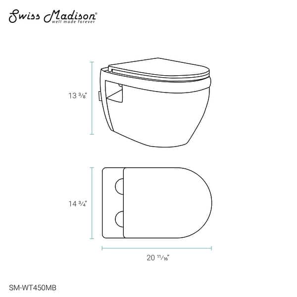 Ivy Wall Hung Elongated Toilet Bowl 0.8/1.28 GPF Dual Flush Bed Bath