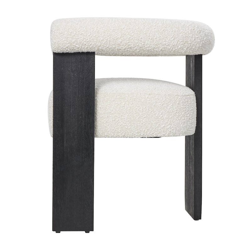 Polyester Curved Back Mid Century Modern Round Boucle Living Room Accent Chair - Cream or White - Roche River Decor