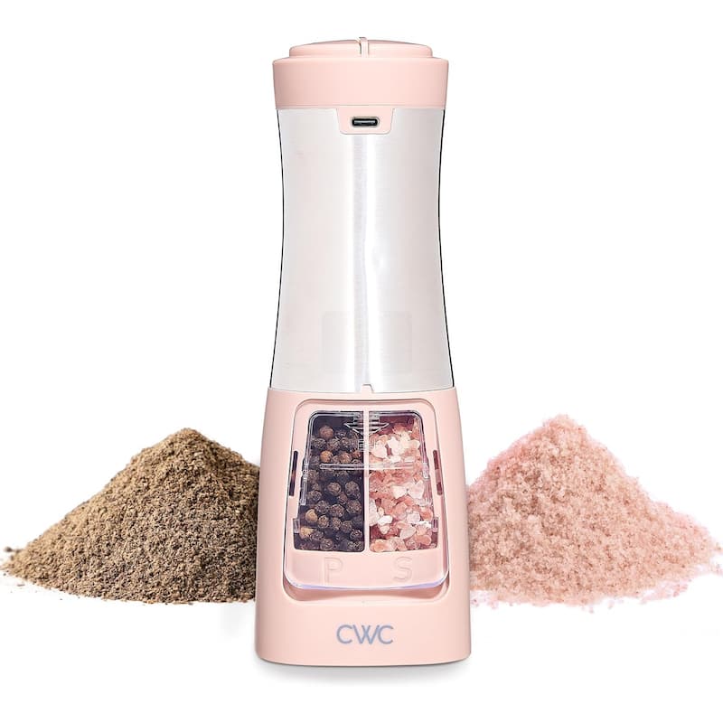 COOK WITH COLOR 2-in-1 Rechargeable Salt & Pepper Shaker - 2 Grinders for Salt and Pepper - Dusty Rose