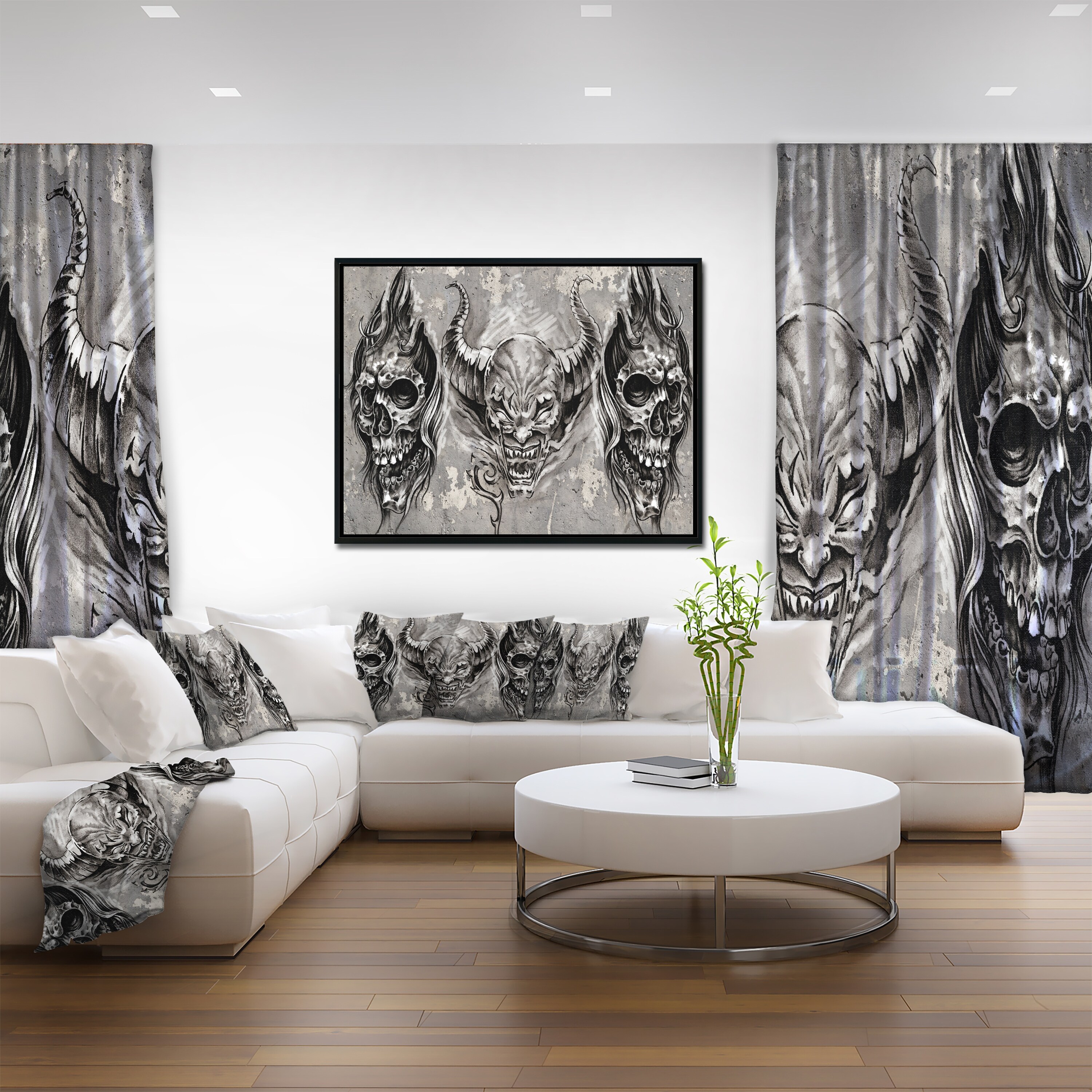 Shop Designart 3 Demons Tattoo Sketch Abstract Portrait Framed