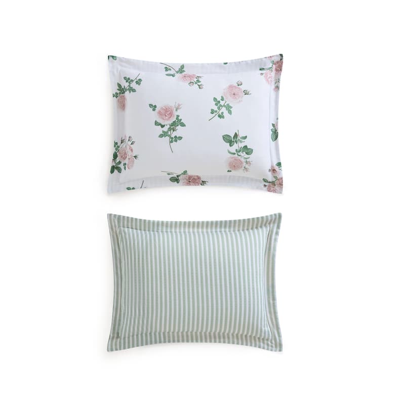 Martha Stewart Tea Rose Cotton Reversible Pink Duvet Cover Set