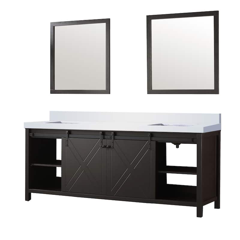Marsyas Brown Bath Vanity, Cultured Marble Countertop and Mirrors
