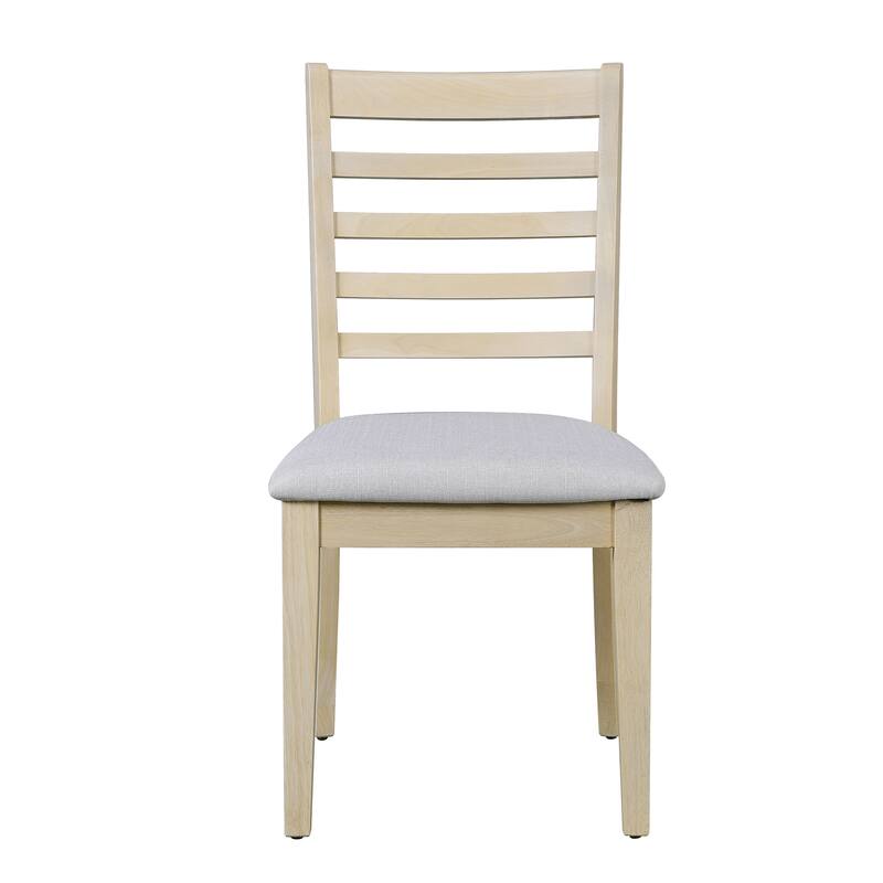 Roomfitters 7-Piece Extendable Dining Table Set, 78" Wooden Kitchen Table with Removable Leaf & 6 Upholstered Chairs, Natural