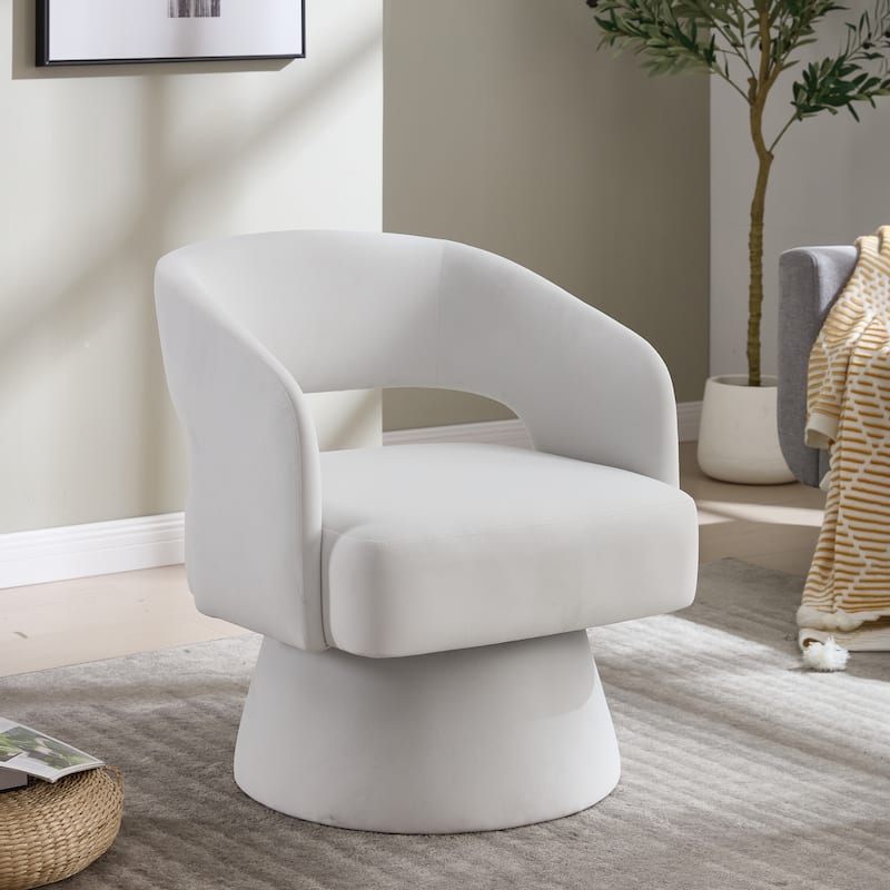 Velvet Accent Armchair 360 Degree Swivel Club Chair for Living Room
