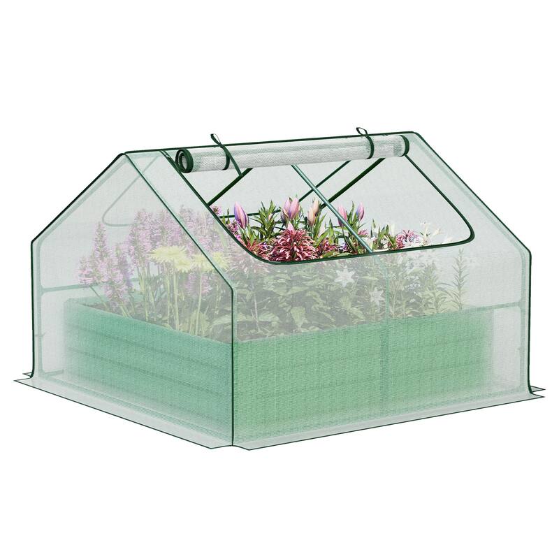 Aoodor 4.2x4.2x3 FT Raised Garden Bed Kit with Mini Greenhouse