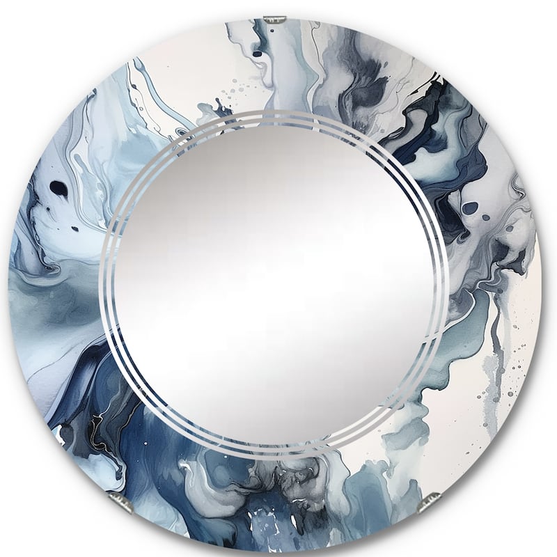 Designart "Blue and Grey Ethereal Elixir II" Abstract Modern Wall Mirror
