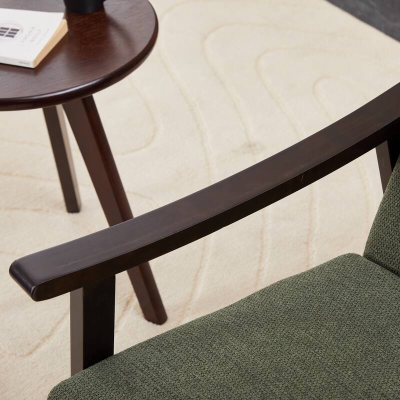 Anmytek Medieval Modern High Back Upholstered Armchair Solid Wood Legs Living Room Bedroom Leisure Reading Chair