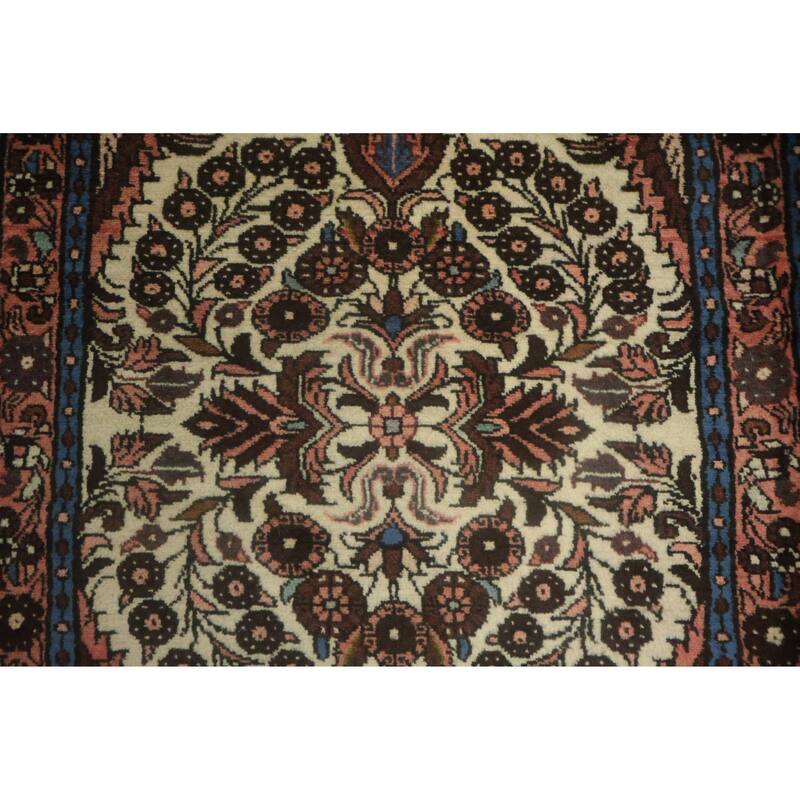 Hand Knotted Oriental 100% Wool Carpet Traditional Tribal Beige & Ivories Hamedan Runner Rug - 6' 8'' X 2' 10''
