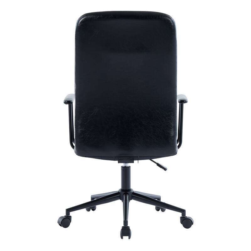Modern PU Leather High Backrest Office Chair with Armrest, Soft Foam Seating 360-Degree Swivel, for Office, Antique Black