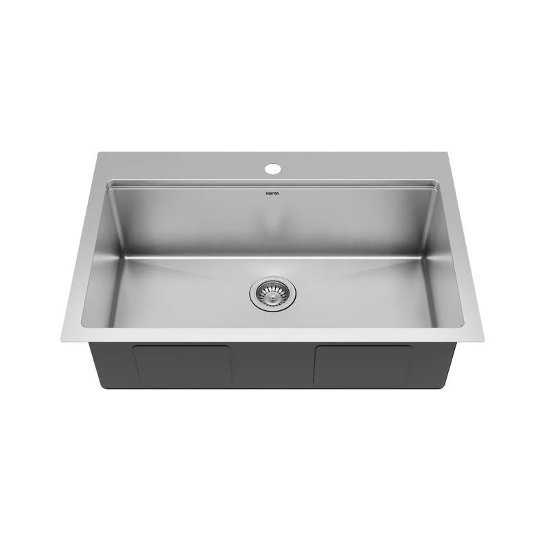 Karran Elite WST-23-PK1 Top Mount 33" Single Bowl Stainless Steel Workstation Kitchen Sink