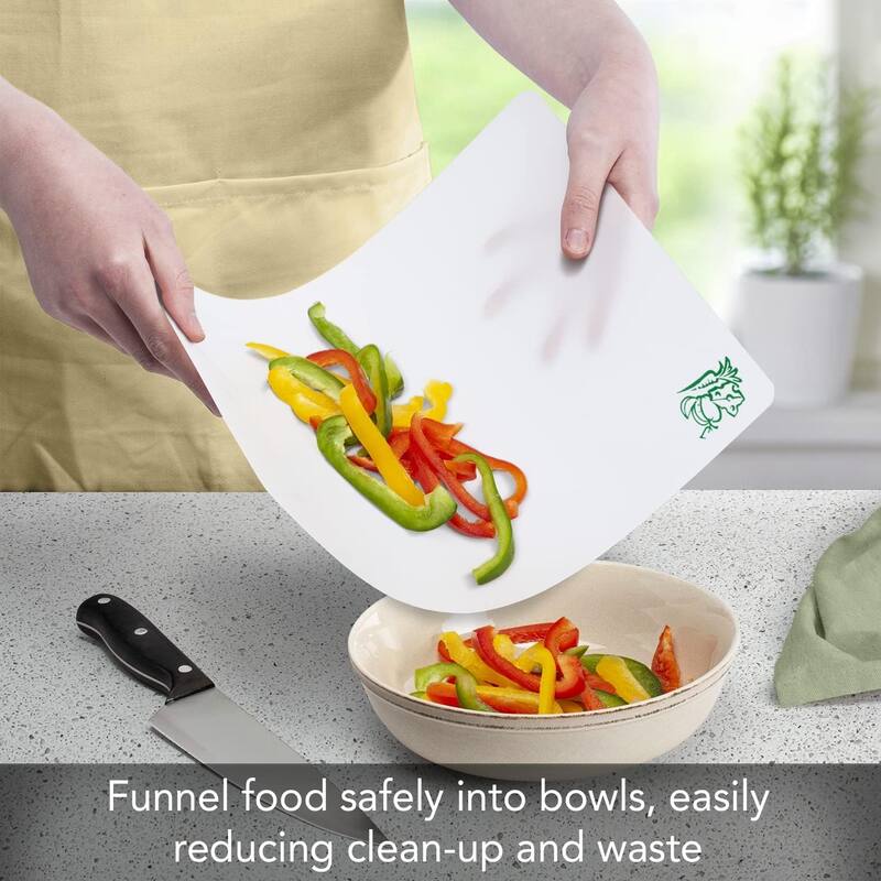 Flexible Cutting Board Mats Set of 3, Clear Frosted with Food Icons