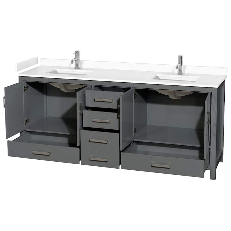 Wyndham Collection Sheffield 80" Double Bathroom Vanity, Carrara