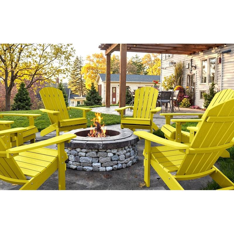 WINSOON All Weather HIPS Outdoor Plastic Adirondack Chairs Set of 4