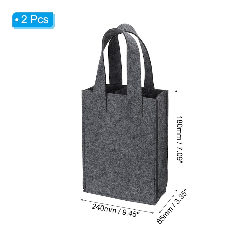 2 Bottle Wine Carrier Tote Bag, Wine Bottle Carrying Bag - Grey