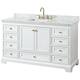 Option White / White Carrara Marble Top / Brushed Gold