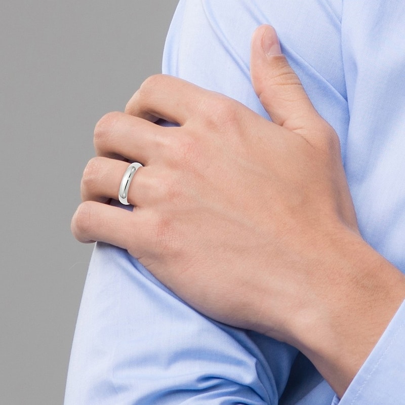 Curata 10k White Gold Unisex 5 mm Half-Round Light Wedding Band (sizes 4-14)